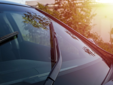 Brushes On The Car Glass With Copy Space